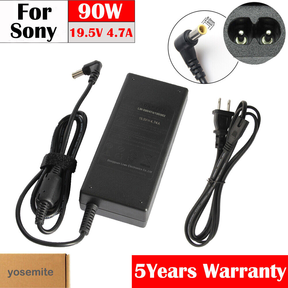 90W 19.5V 4.7A AC Adapter Charger for Sony Vaio Series Laptop Power Supply Cord