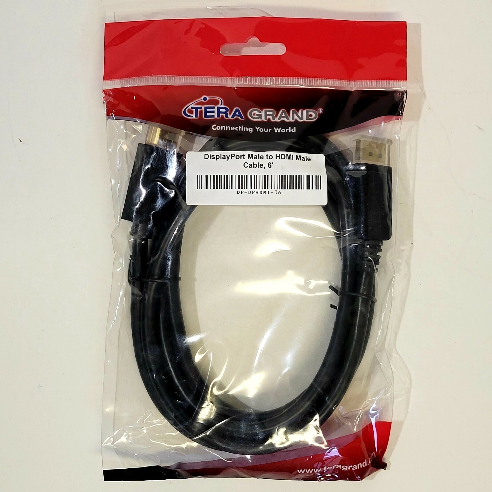 Tera Grand DisplayPort to HDMI Male Cable - 6 ft  Black, 1080p HD 