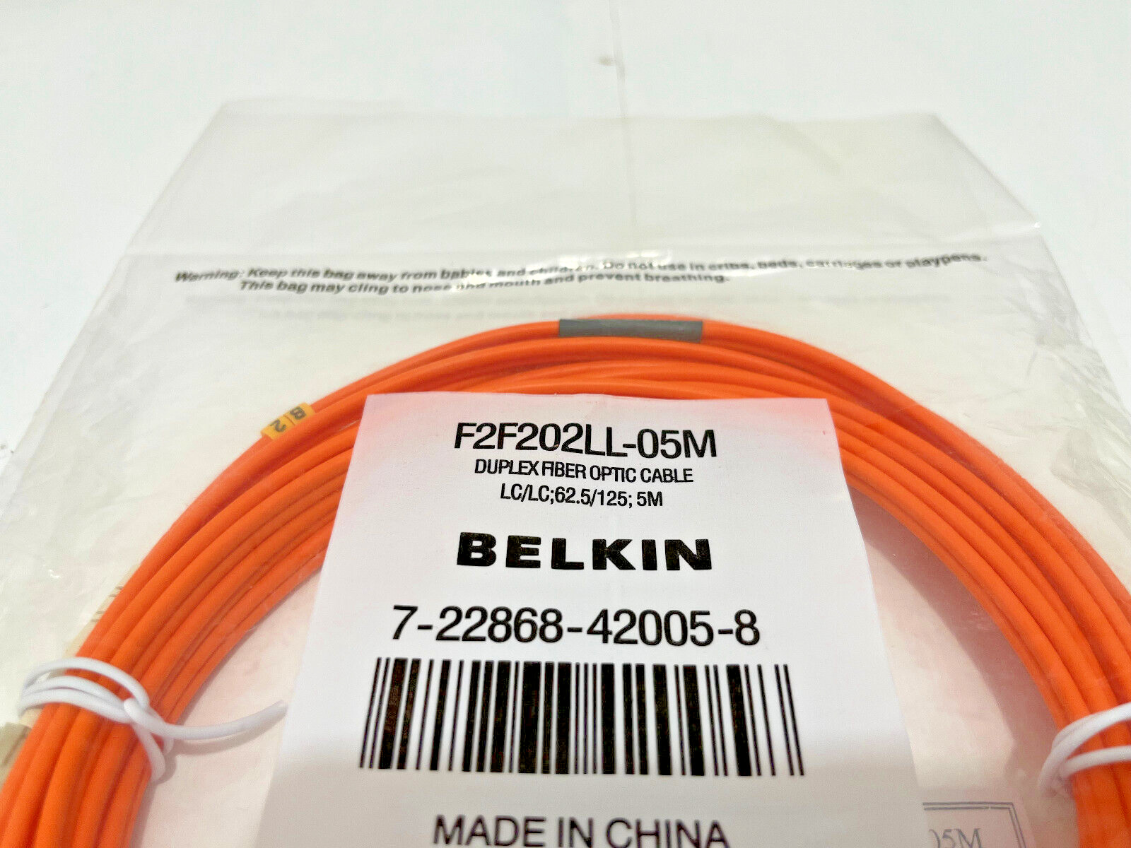 Belkin F2F202LL-05M Duplex Fiber Optic Patch Cable LC/LC 62.5/125(D10)