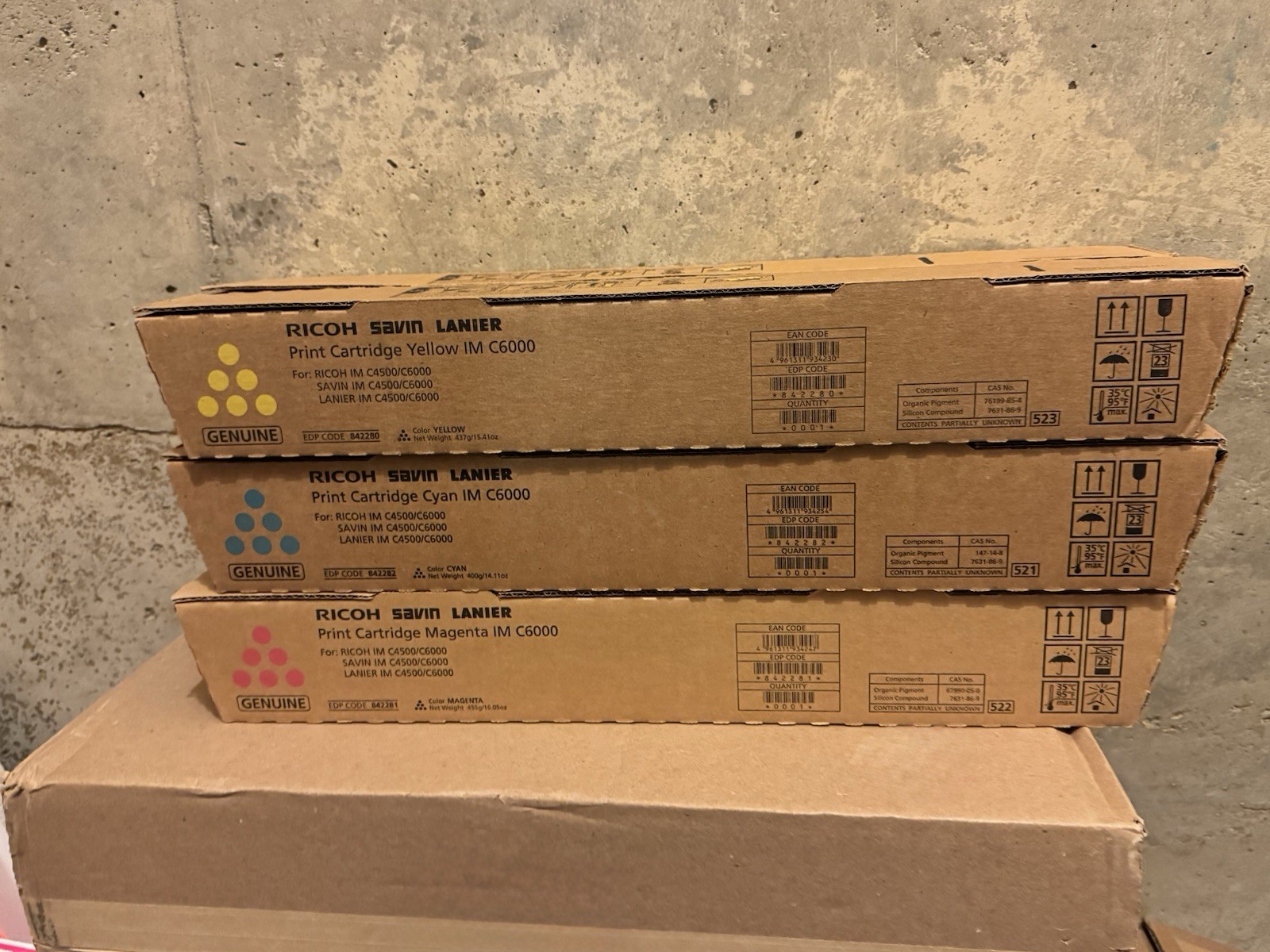 NEW Genuine Ricoh IMC4500/C6000 CMYK Toner Set 2x 842280,842281,842282 (6 Total)