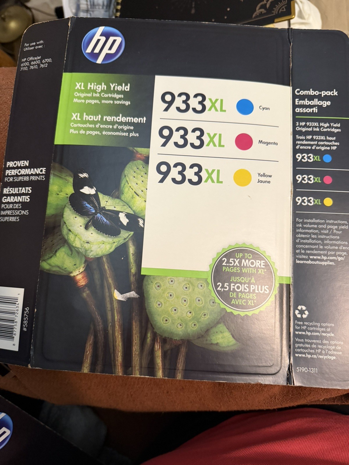 HP 933XL Color Ink Cartridge Combo Pack Cyan Magenta Yellow OEM XL sealed new
