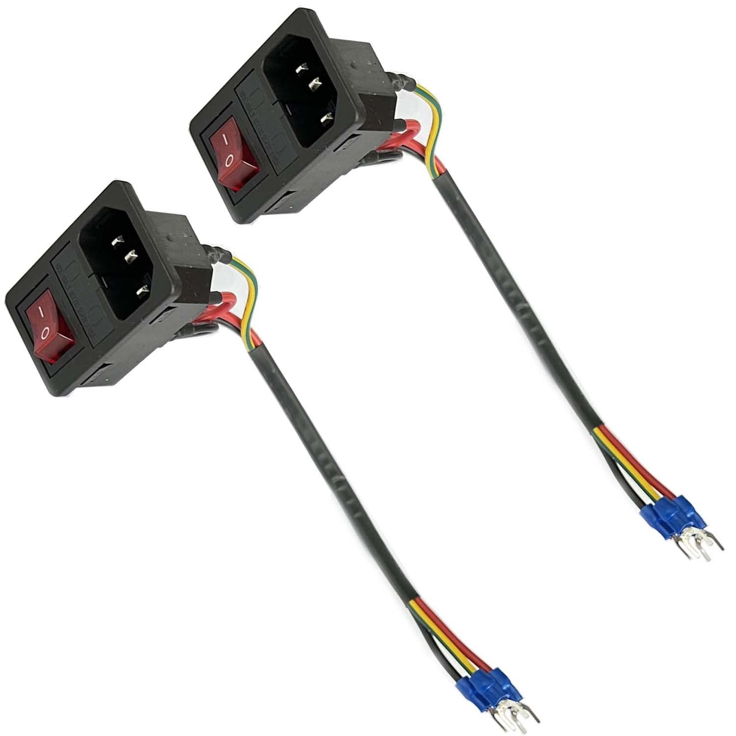 2PCS 10A 250V Rocker Switch Power Socket Inlet Module Plug 5A Fuse Switch wit...