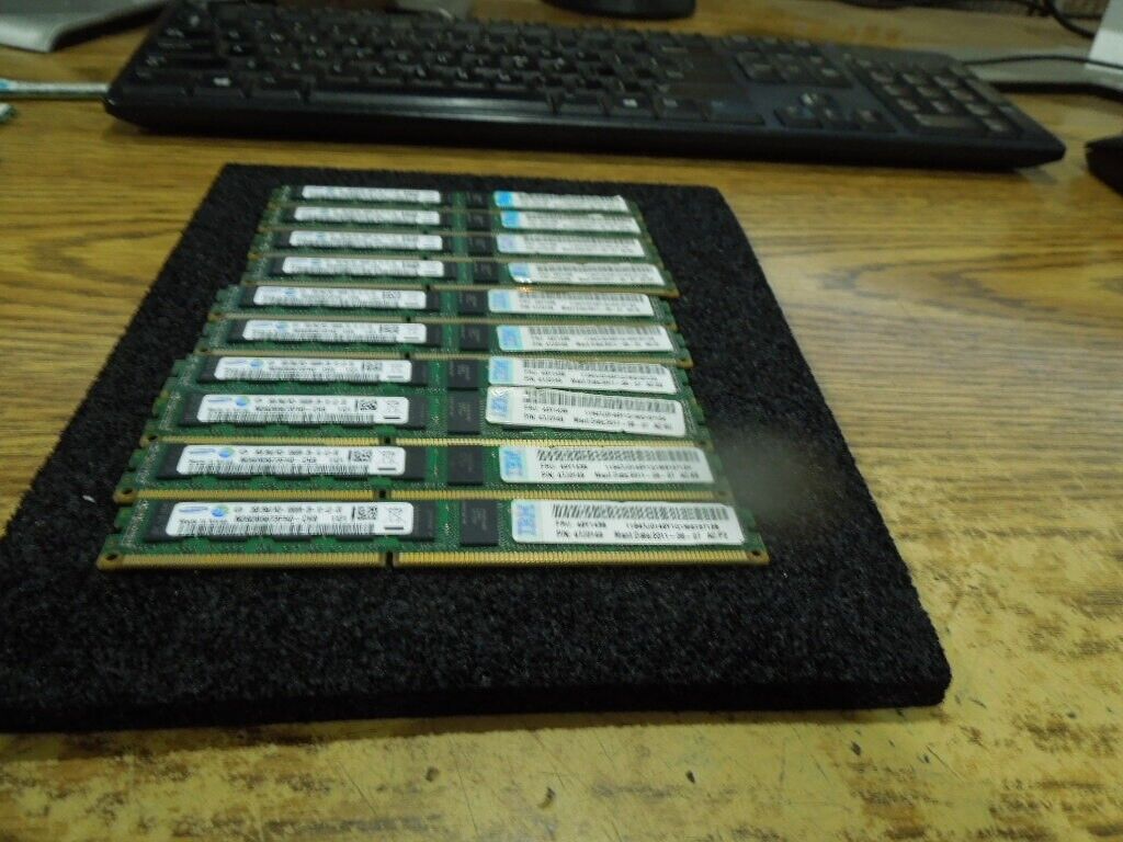Lot of IBM P/N:  47J0149  Memory.  FRU: 49Y1438   2GB  2Rx8 PC3-10600R.  Qty. 10