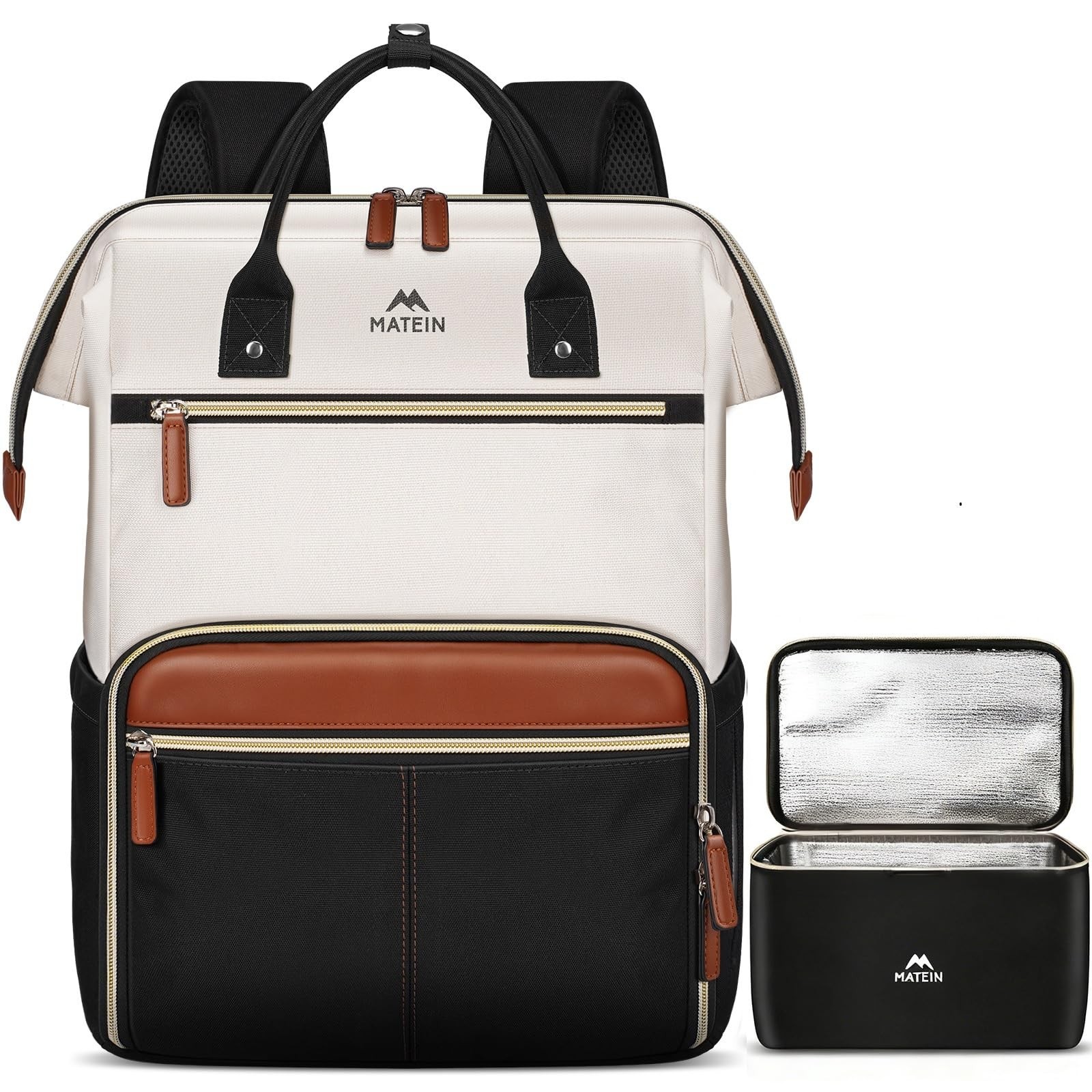 MATEIN Laptop Backpack with Lunch Box, 15.6 Inch Lunch Backpack for Women, Co...