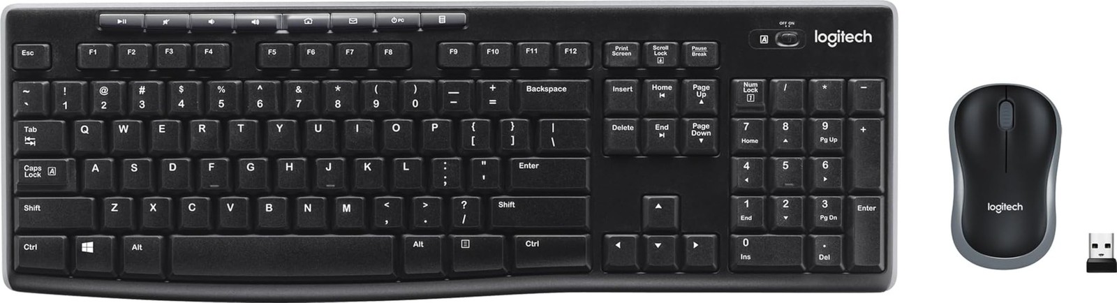 Logitech MK270 Full Size Wireless Keyboard and Mouse Combo  Black