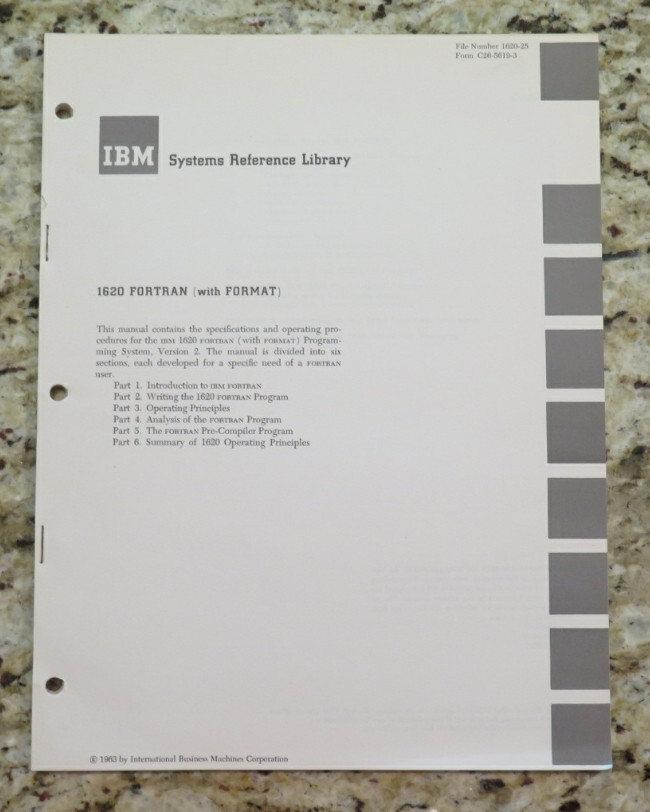 Vintage IBM 1620 FORTRAN (with Format) Systems Reference Library dated 1963