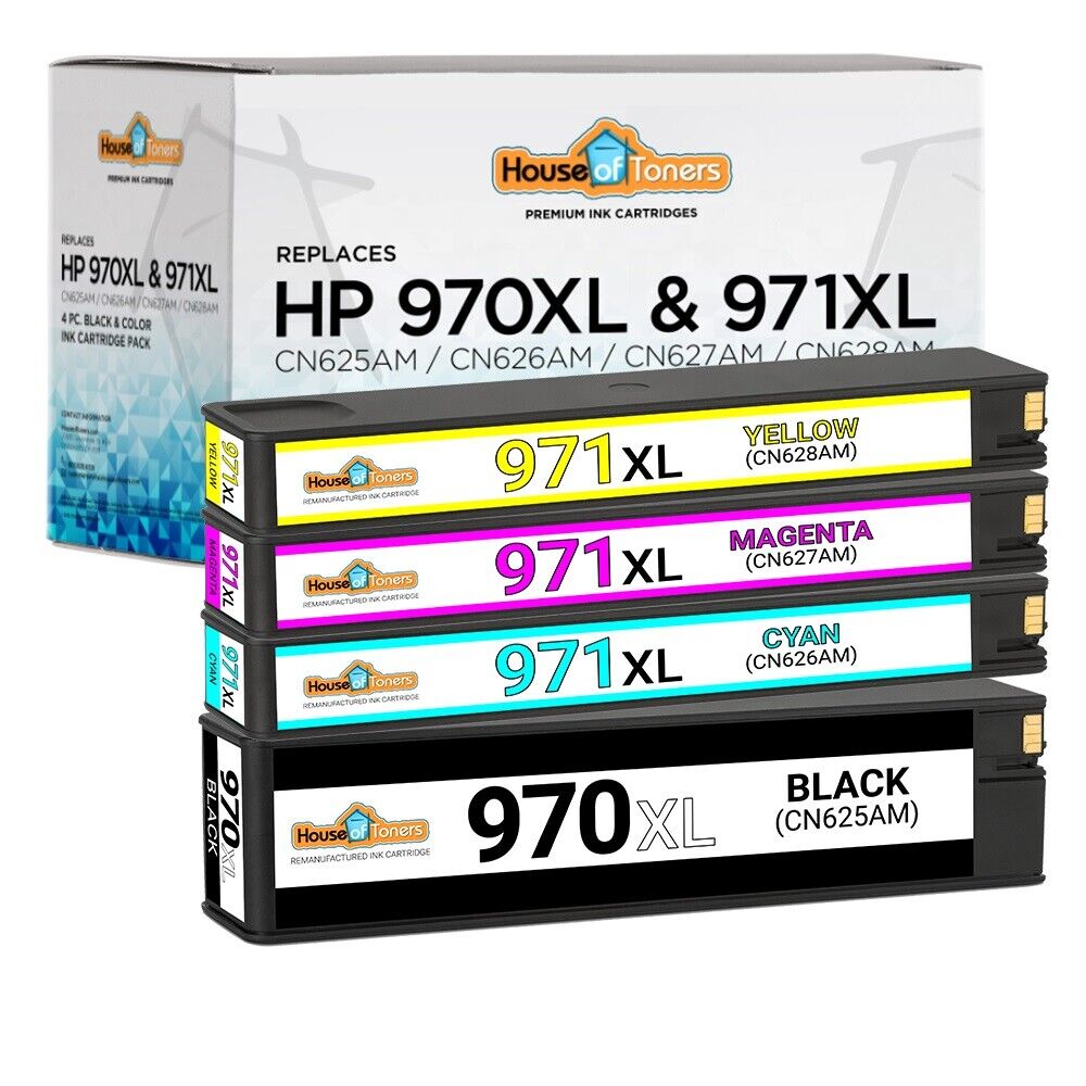 4-Pack HP 970XL 971XL Ink Cartridges for Officejet Pro X451 X476 X551dw X576dw