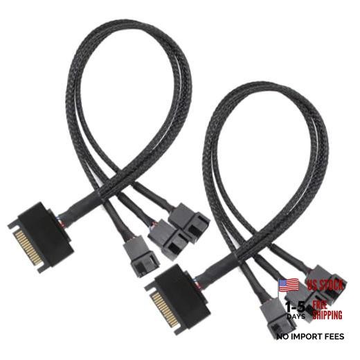 Gebildet 2pcs SATA to 3 Way 3 Pin / 4 Pin PMW 12V PC Case Fan Power SATA 1 to 3