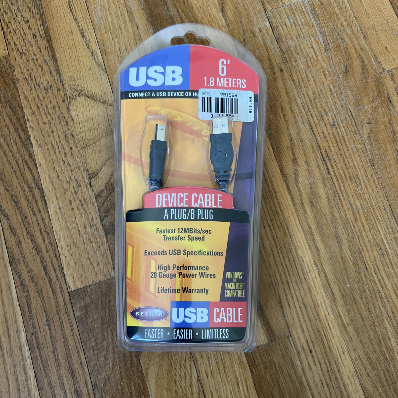 Belkin USB 2 Hi Speed Cable 6'/1.8m A Plug / B Plug New