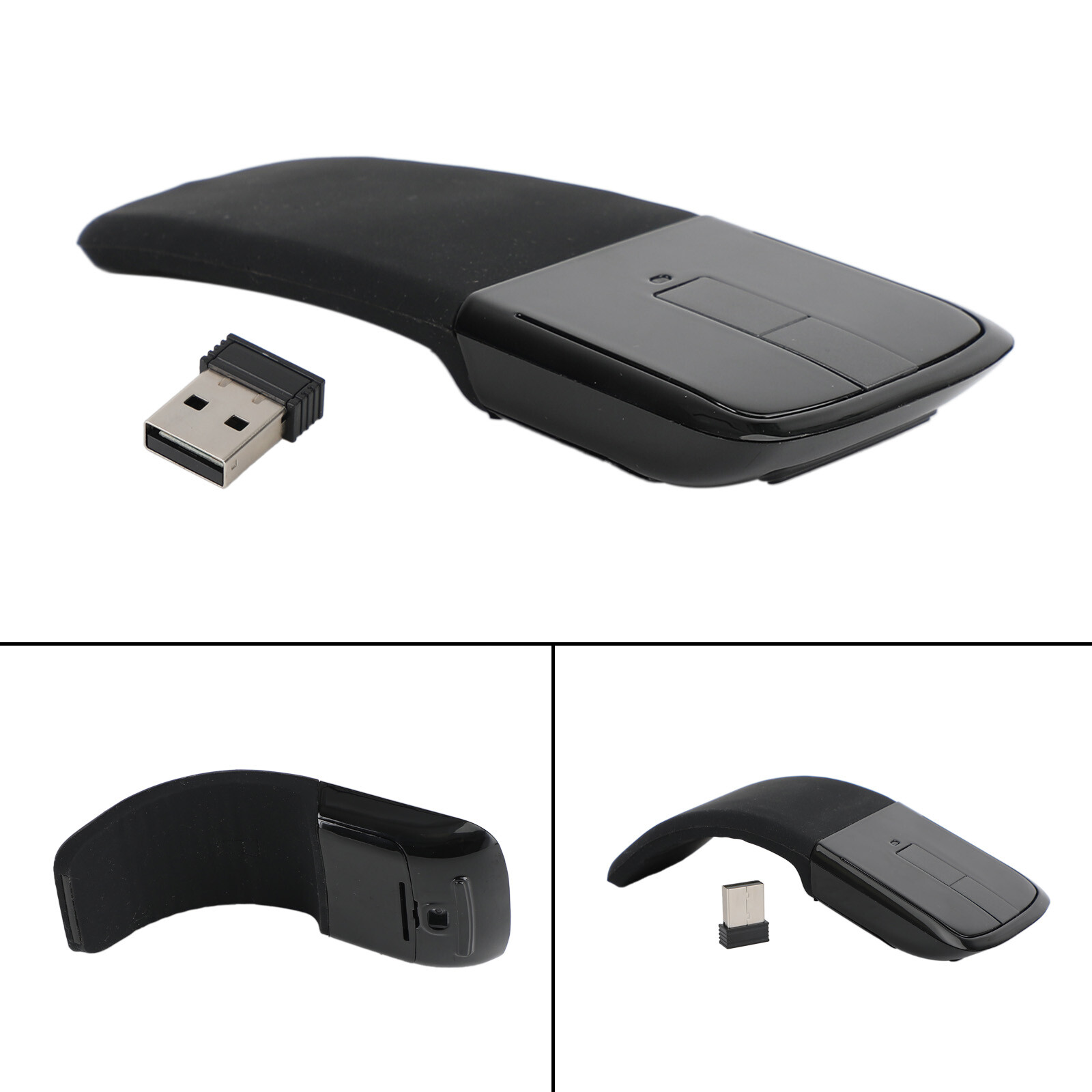 Foldable Arc Touch Wireless Mouse 2.4GHz Optical Touch Receiver PC Laptop USA