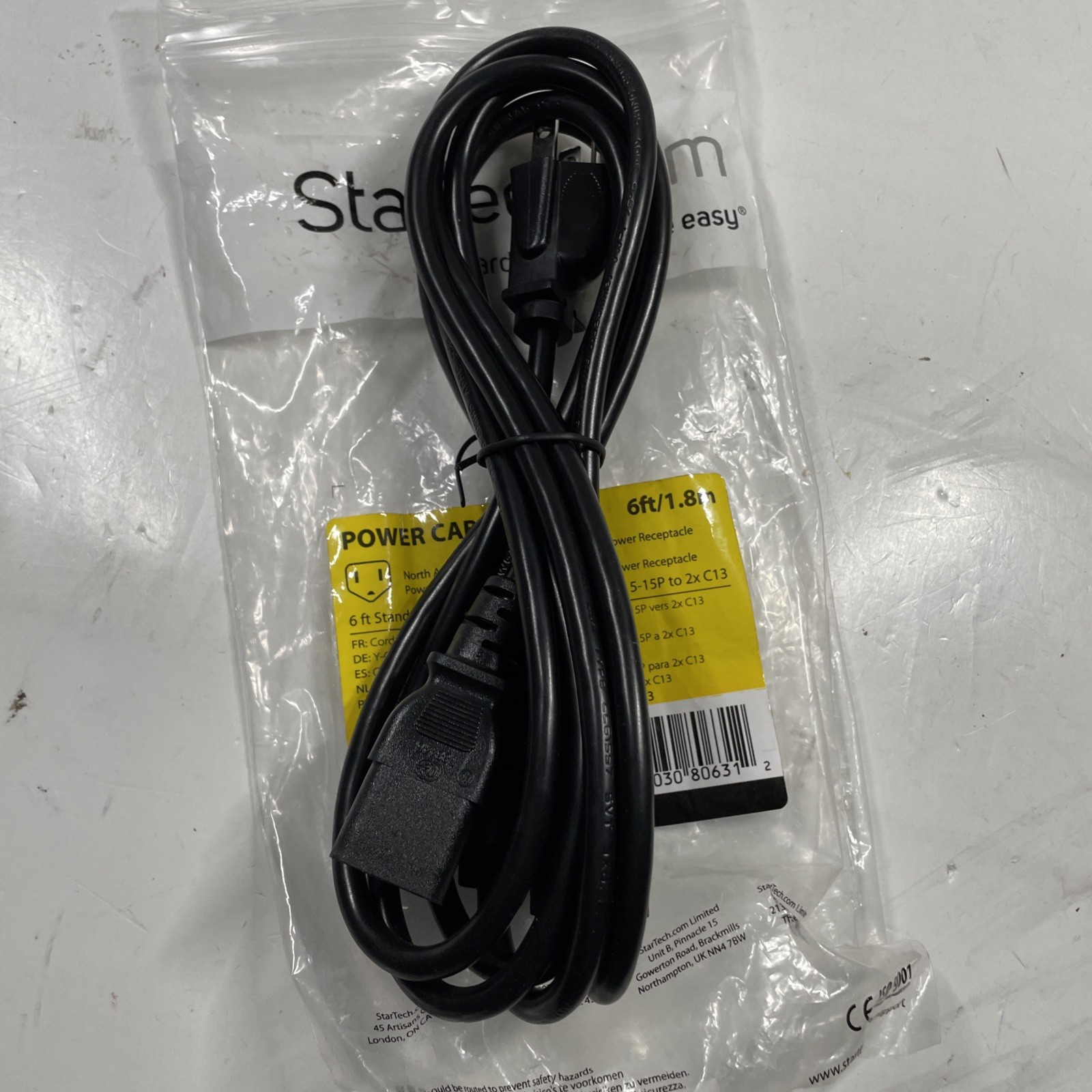 StarTech.com PXT101Y 6 ft. Standard Y Computer Power Cord NEMA 5-15P to 2x C13
