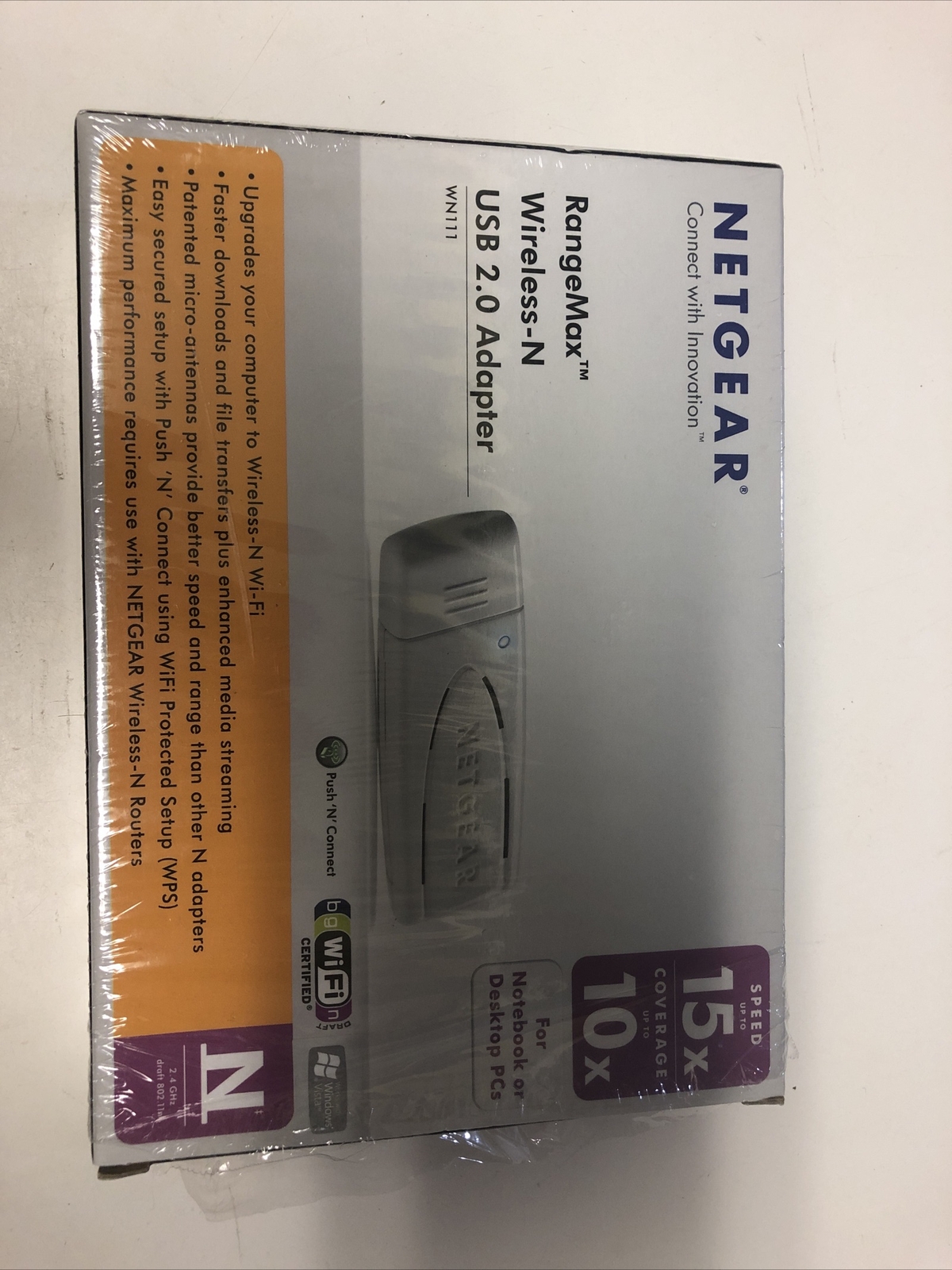 NetGear Rangemax Next Wireless-N USB2 (WN111) NEW Open Box