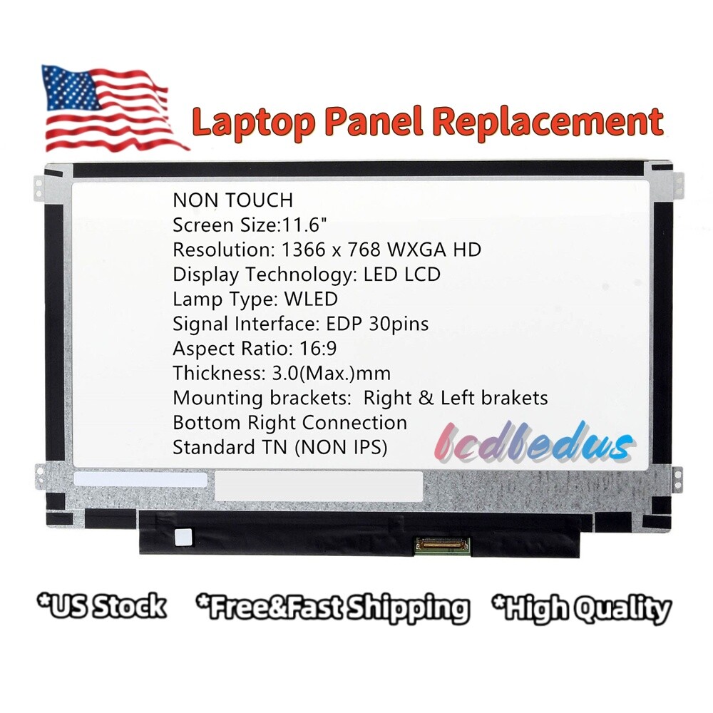 New 11.6" HD 30pins LCD LED Replacement Screen For Hp Chromebook 11A-NA0035NR