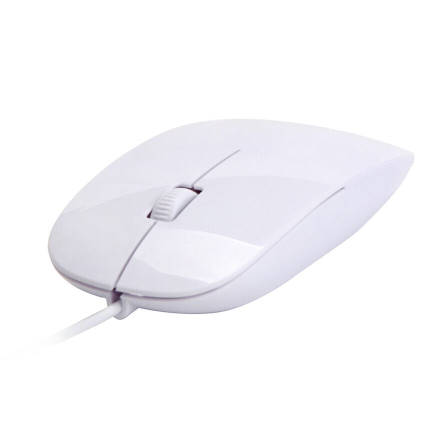 White Wired USB Mouse Optical 1200 DPI For Windows OS/Mac iOS PC Laptop Desktop