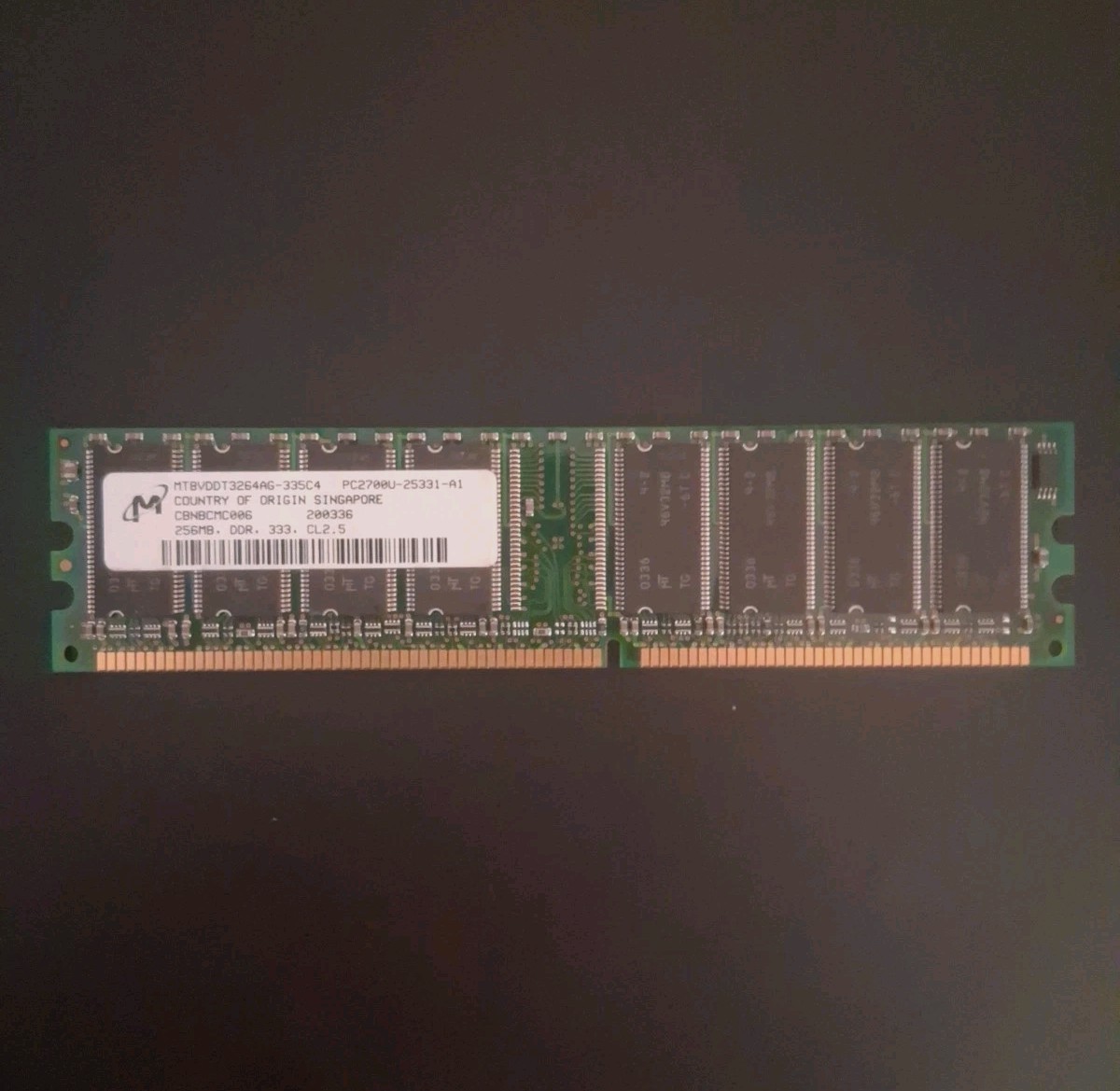 Micron 256 MB DIMM 333 MHz DDR SDRAM Memory MT8VDDT3264AG-335C4 (SEE DESC.)