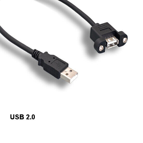 [10X] 1\' Panel-Mount USB 2.0 Type A Extension Cable 480 Mbps Sync Charge Data