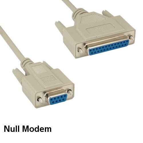 Kentek 6' DB9 Female to DB25 Female Null Modem Data Extension Cable 28 AWG RS232