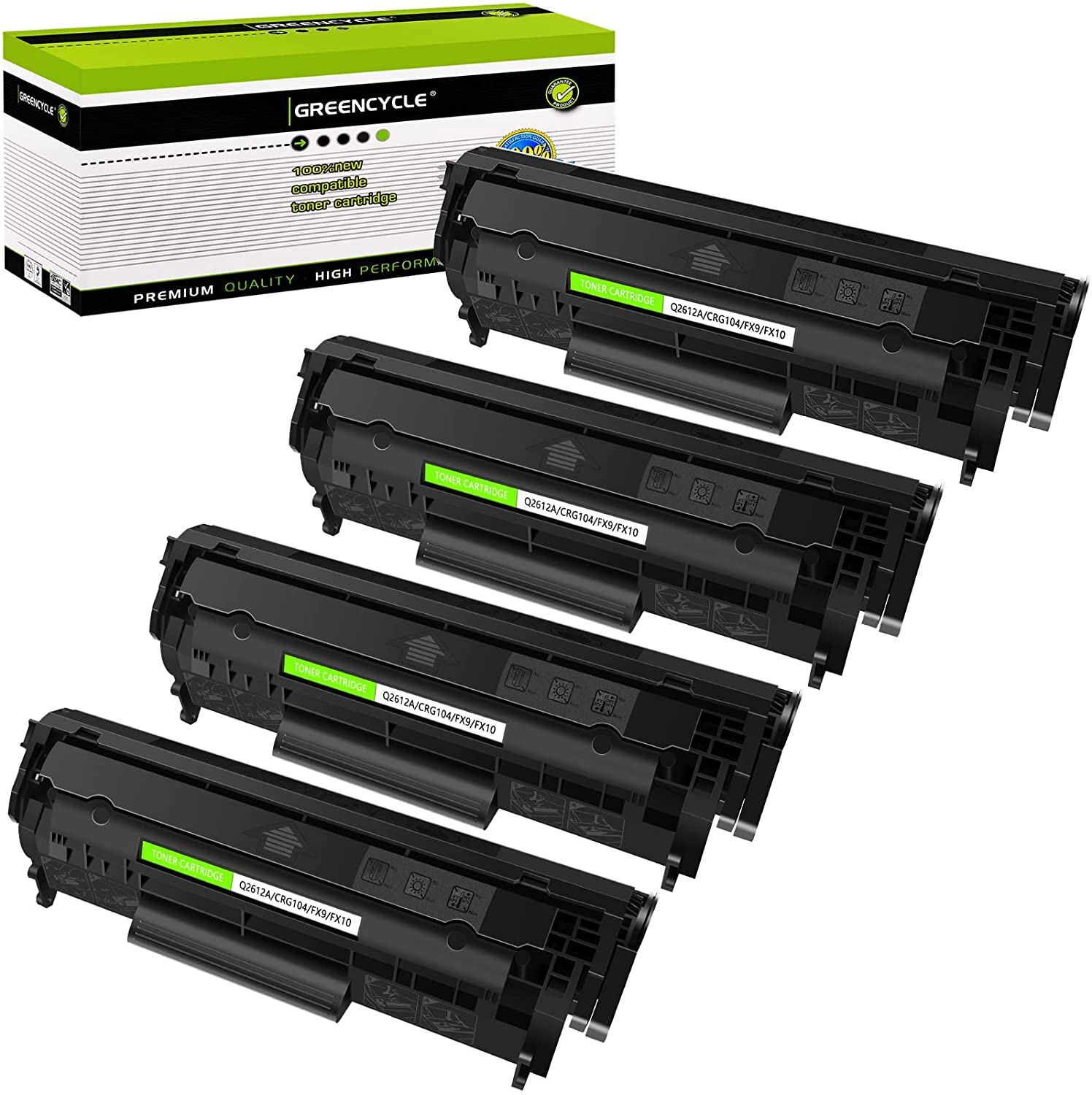 GREENCYCLE 4PK Q2612A Toner Cartridge Compatible with HP LaserJet 1012 1022 3052