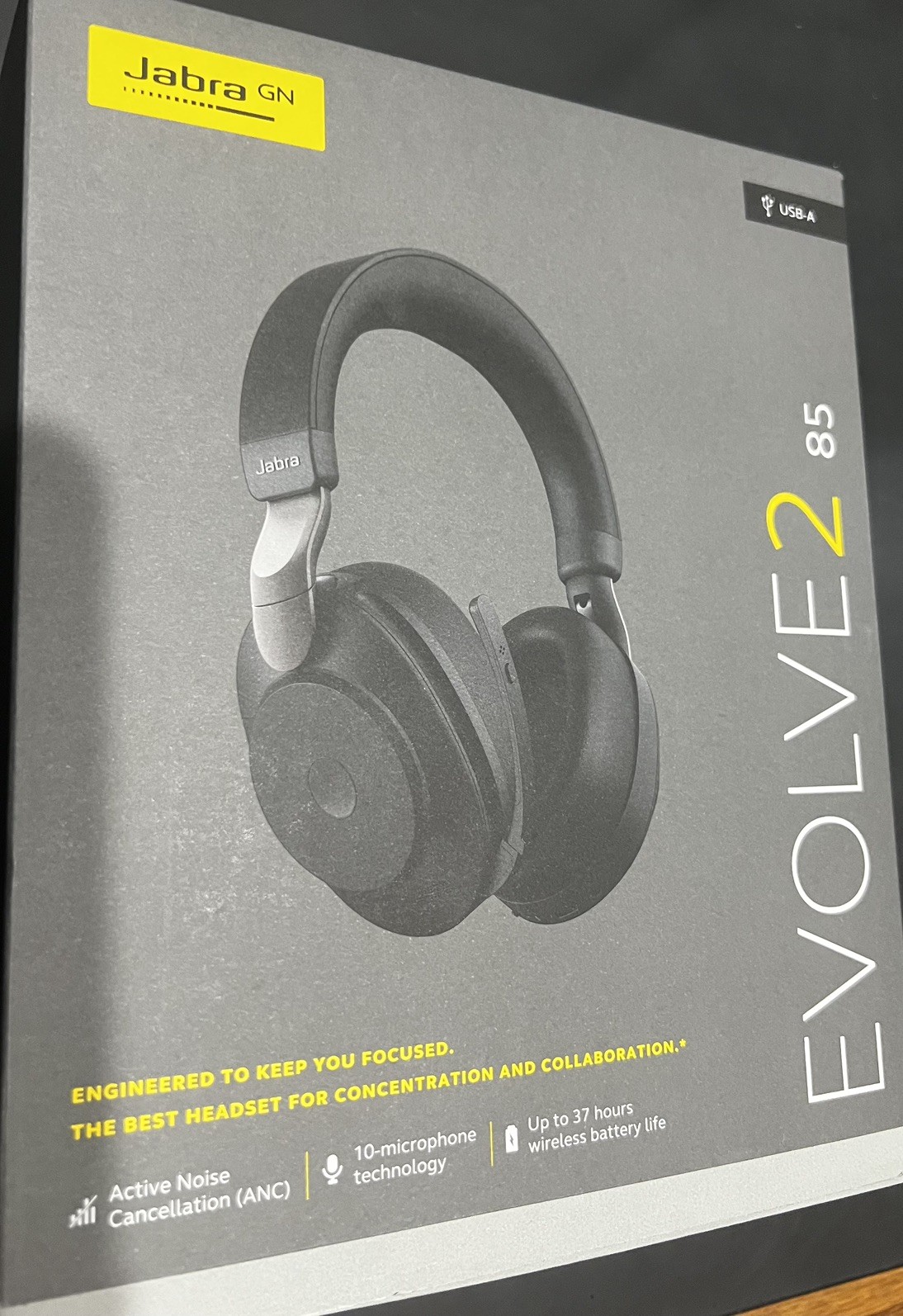 Jabra Evolve2 85 Stereo Wireless Headset (UC, USB-A) - Black