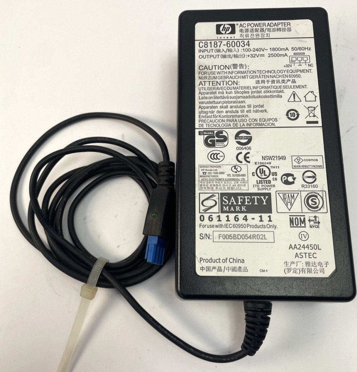 Genuine HP 32V 2.5A 80W AC Adapter Power Supply Charger C8187-60034          A00