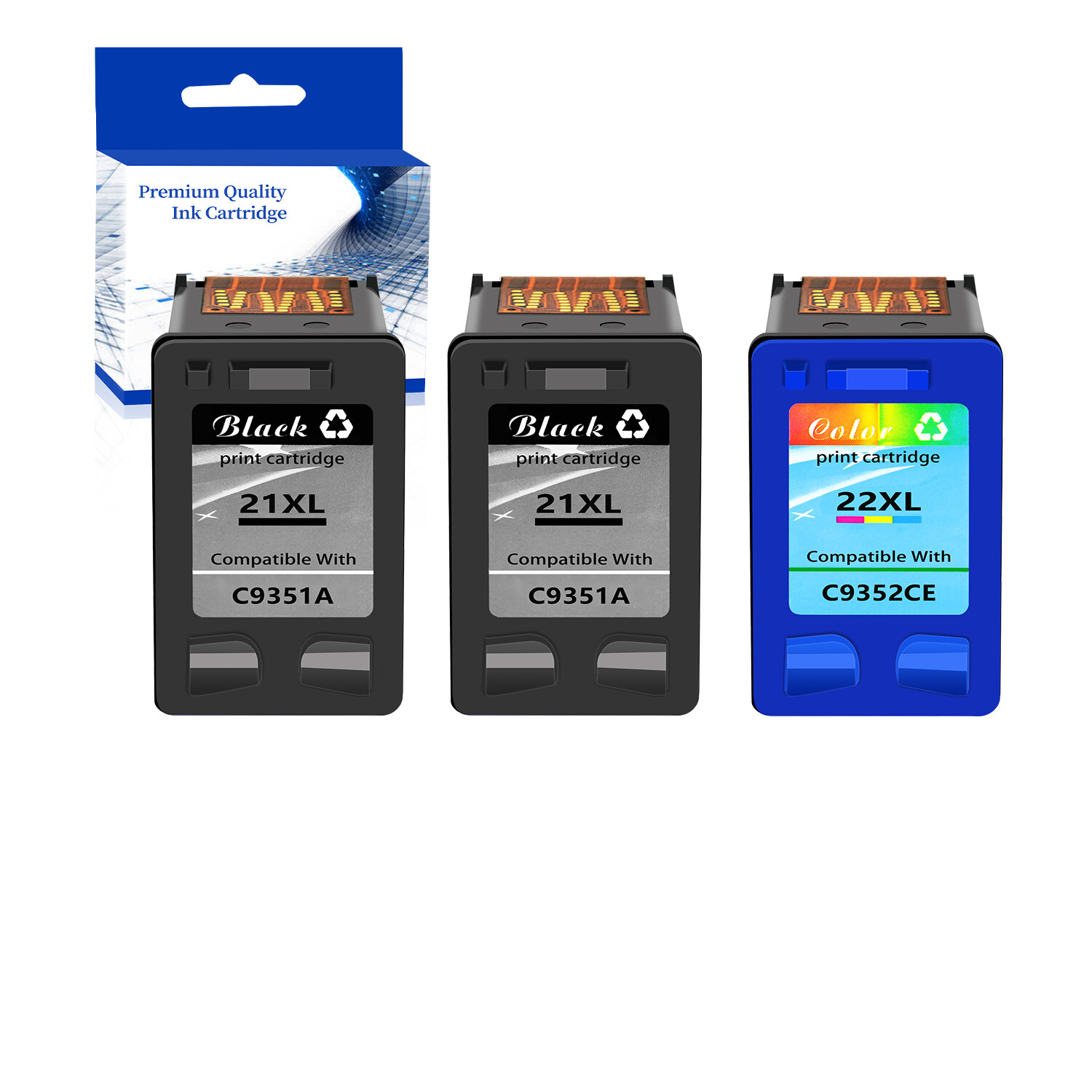 2 PK 21XL Black 1PK 22XL Color Ink Cartridge C9351A Set For HP F4140 F4180 4315 