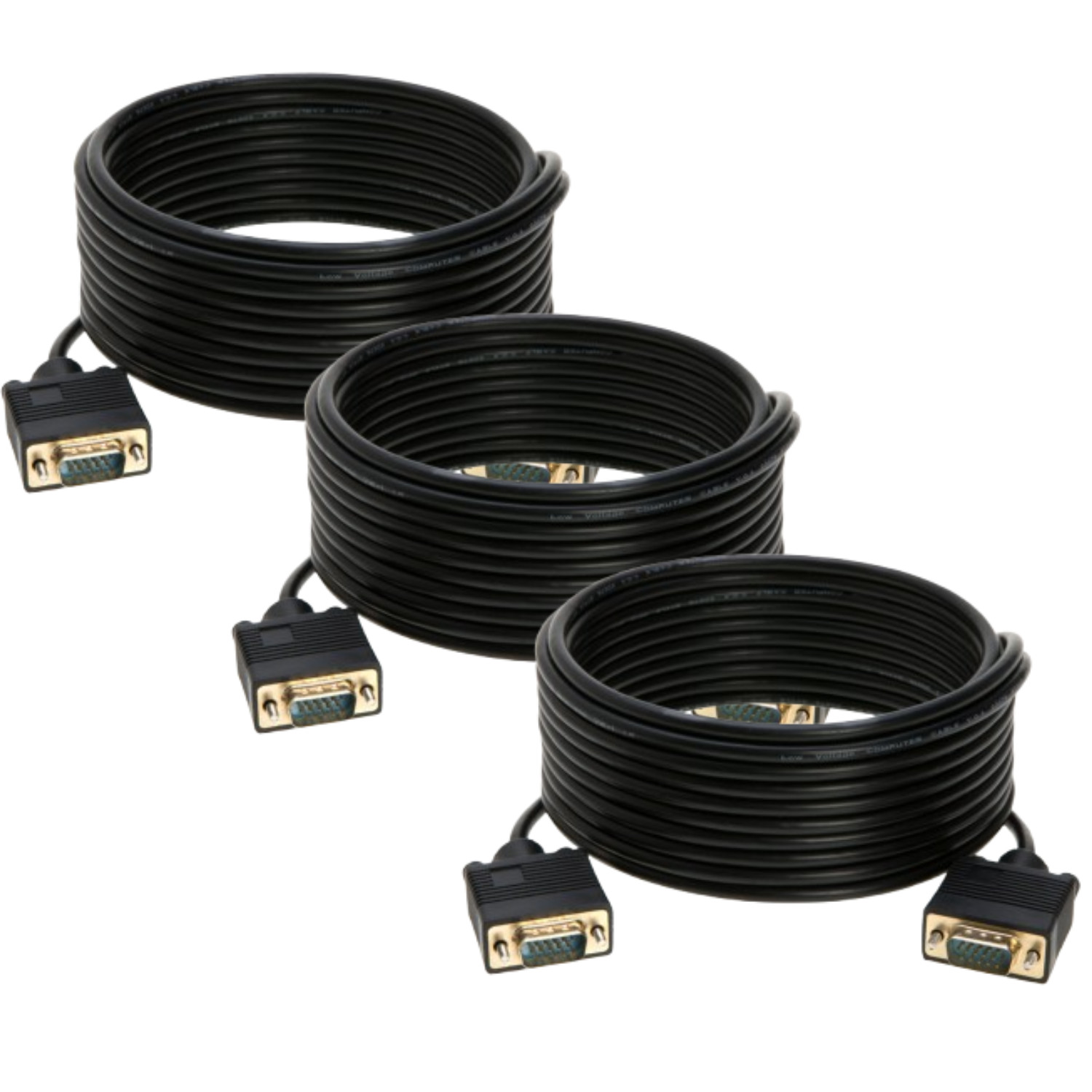 3 pcs 15ft SVGA VGA Cable Male to Male M/M Monitor Cord TV HDTV Full HD15 Laptop