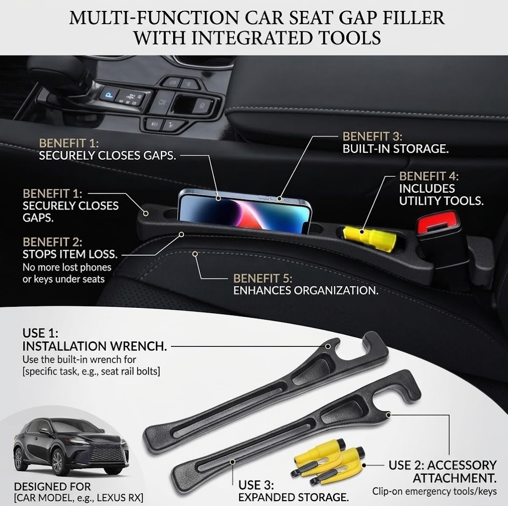 【Compatible with Lexus RX350 NX350】 Car Seat Gap Filler | No Drop Seat Guard Com
