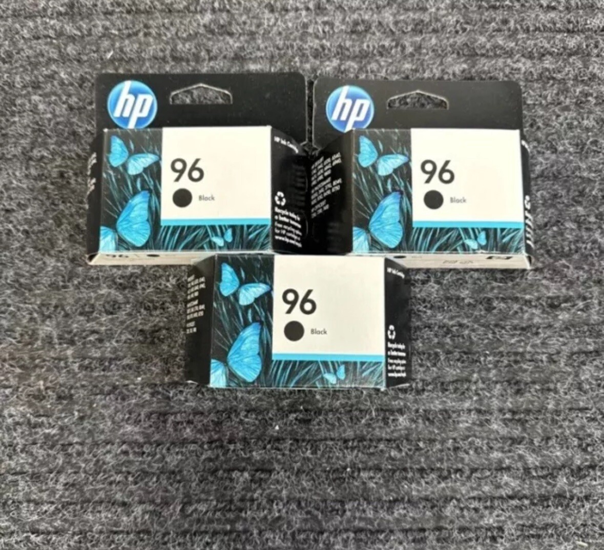 x3 HP 96 Black Ink Cartridge 3 Pack Lot Genuine OEM Authentic New Tri Exp 20/21