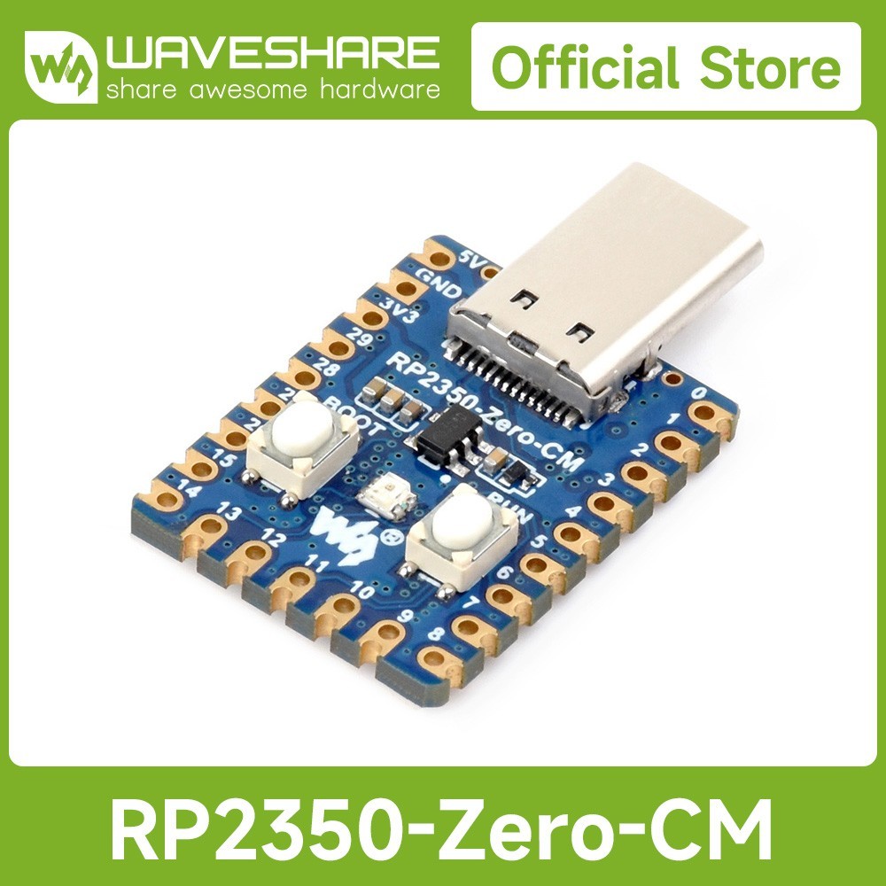 Waveshare RP2350-Zero-CM Mini Development Board, Dual-core And Dual-architecture