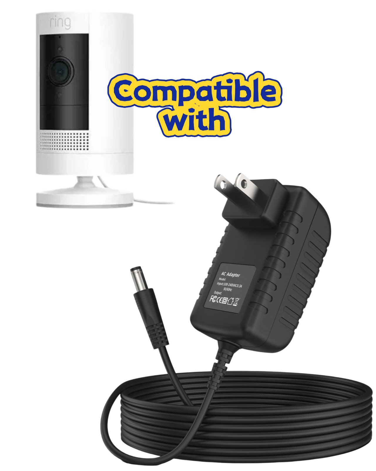 5V AC Adapter for Ring Stick Up Cam Plug-in 8SW1S9-WEN0 3rd Gen Security Camera