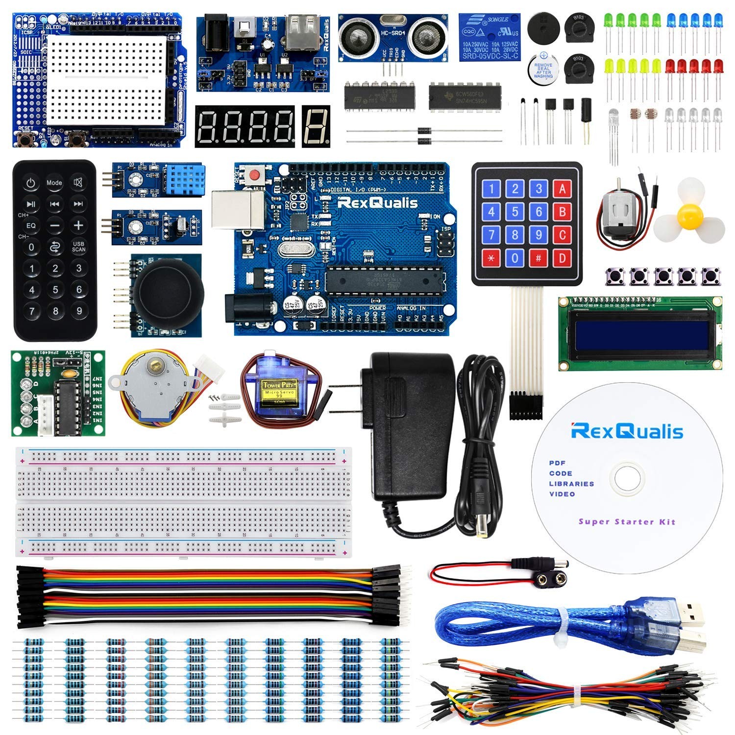 REXQualis Super Starter Kit Based on Arduino UNO R3 with Tutorial and
