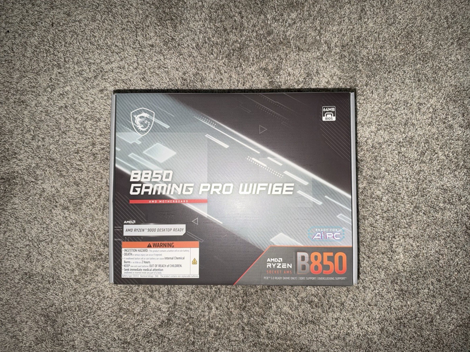 MSI B850 GAMING PRO WIFI6E AM5 DDR5 AMD B850 ATX Motherboard Brand New X870