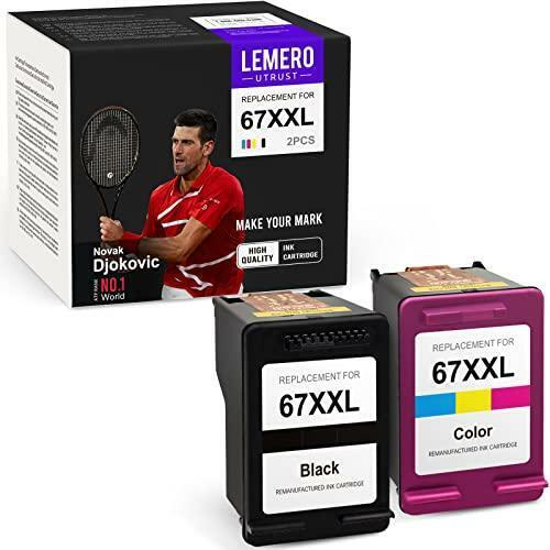 LemeroUtrust Remanufactured Ink Cartridge Replacement for HP 67 XXL 67XL use