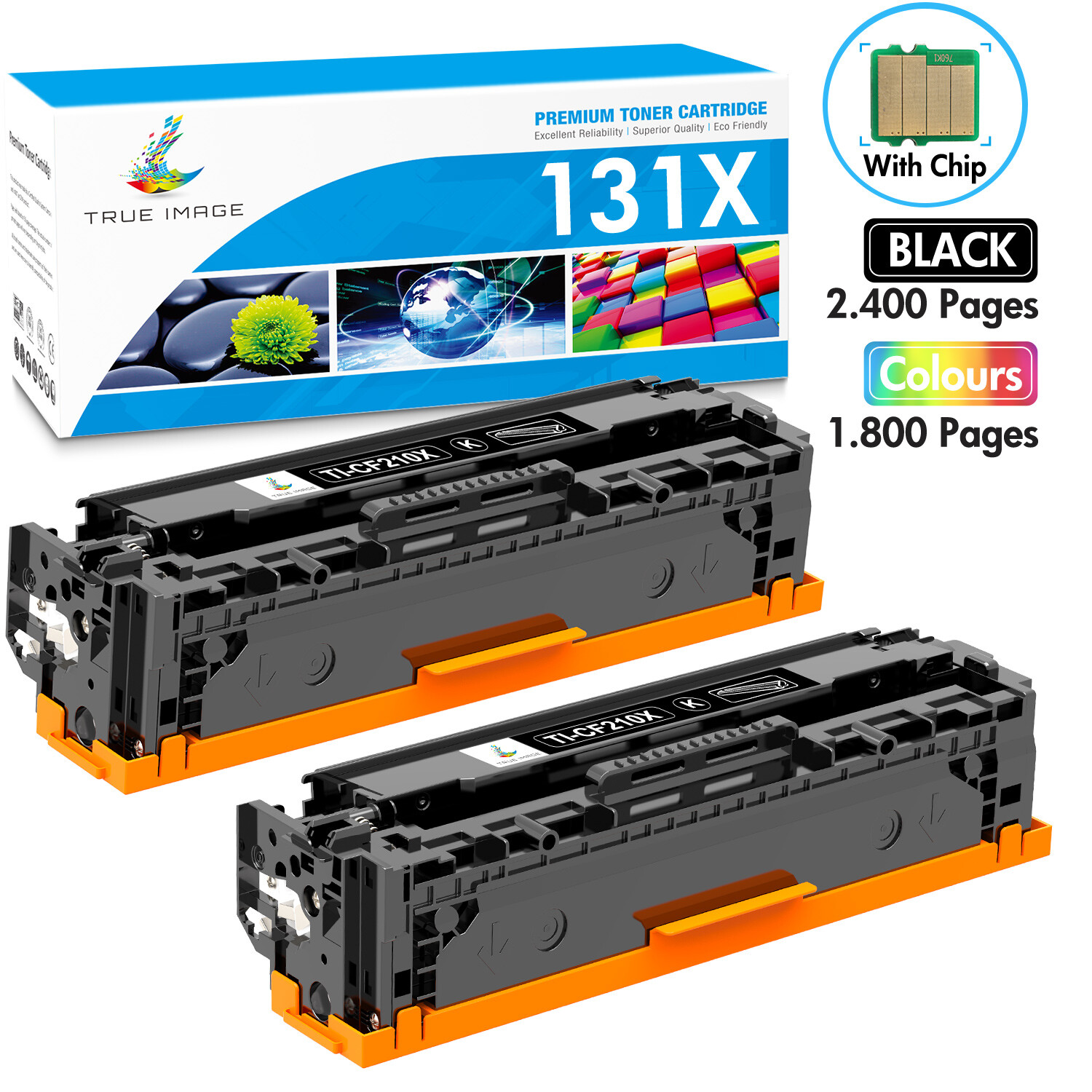 2x CF210X 131X Black Toner Compatible With HP Laserjet Pro 200 M251nw MFP M276nw