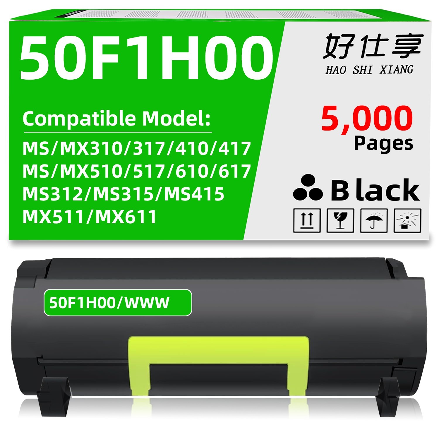 50F1H00 Toner Cartridge Compatible for Lexmark MS310 MS312 MS315 MS410 MS415 510