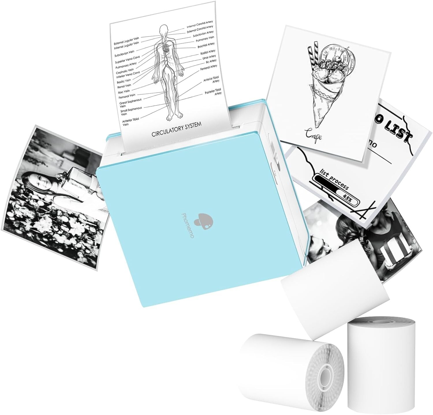Phomemo M02 Pocket Label Photo Bluetooth Thermal Paper Printer W 3 Rolls