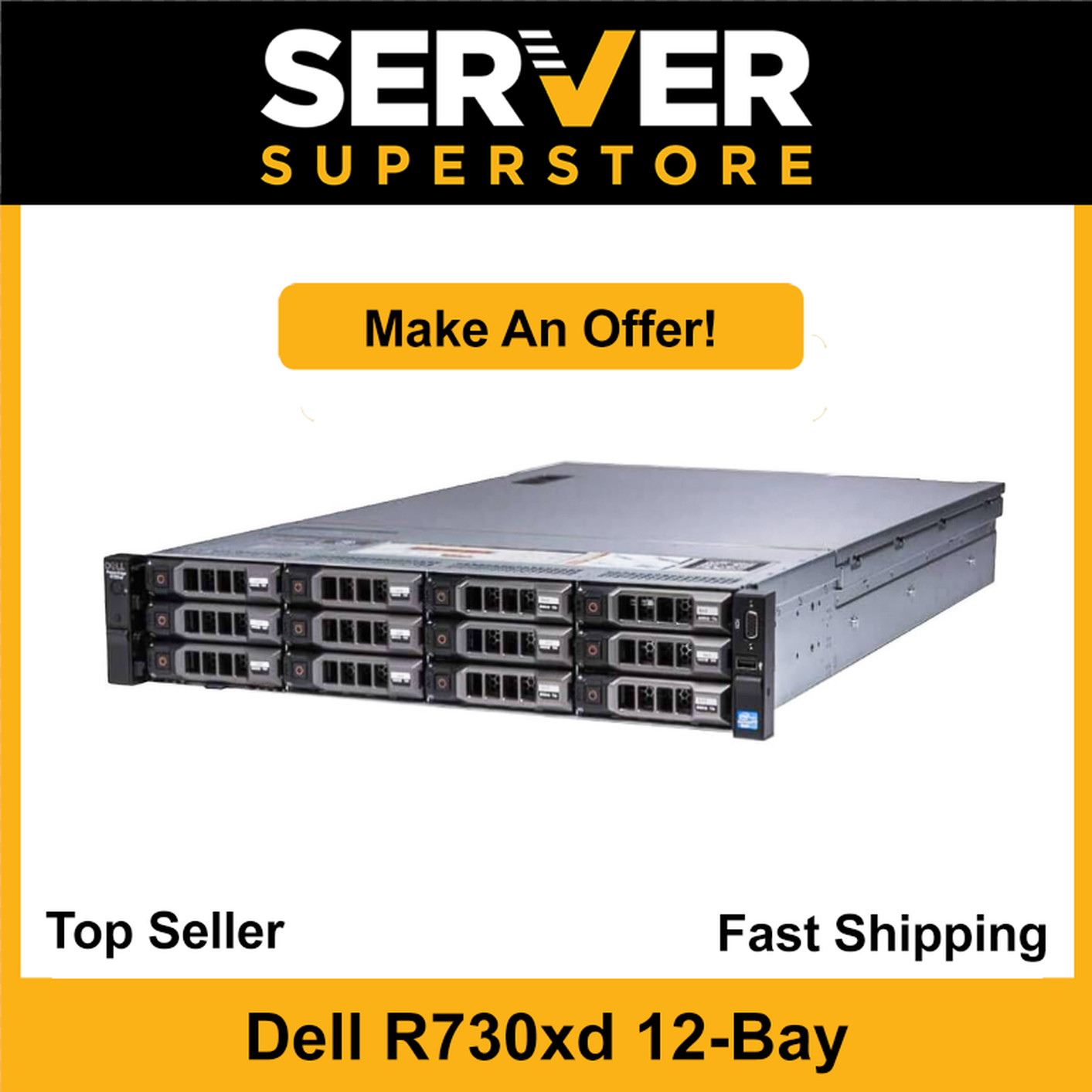 Dell PowerEdge R730XD Server 2x E5-2690 V3 -2.6GHz = 24 Cores H730 32GB 2x trays