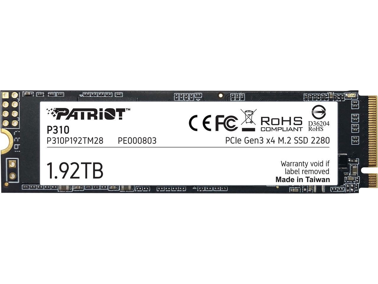 Patriot P310P192TM28 P310 1.92TB NVMe PCIe M.2 Gen3 SSD