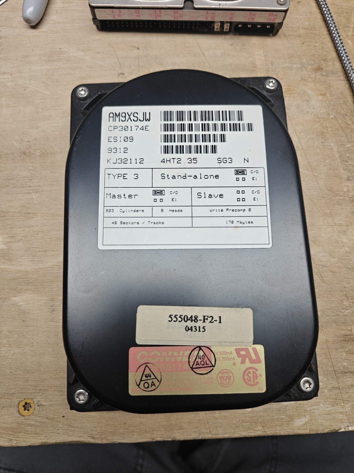 Conner CP30174E 170MB 3.5" IDE PATA Hard Drive Vintage PC HDD Untested