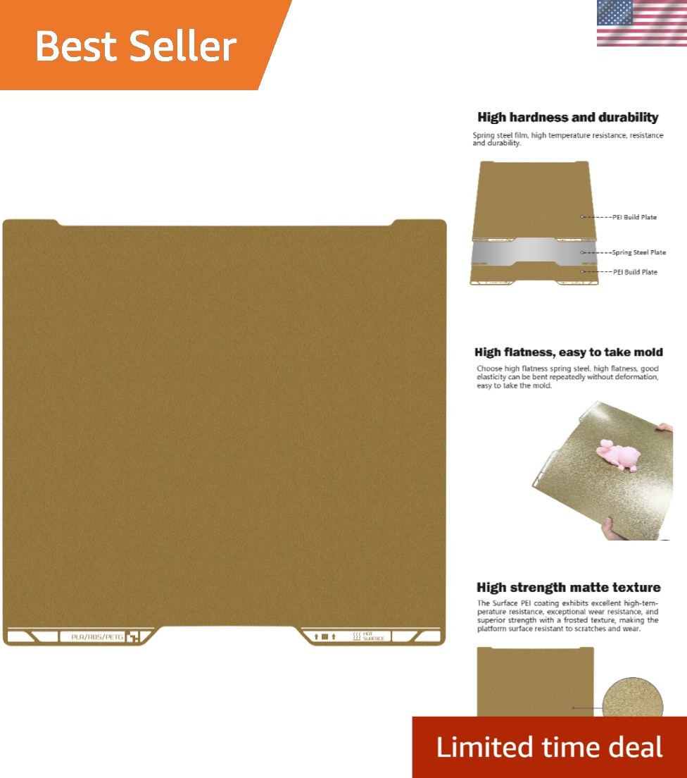 High Temp Resistant H2D/H2S Build Plate Gold 355x346mm - Glue-Free Easy Release