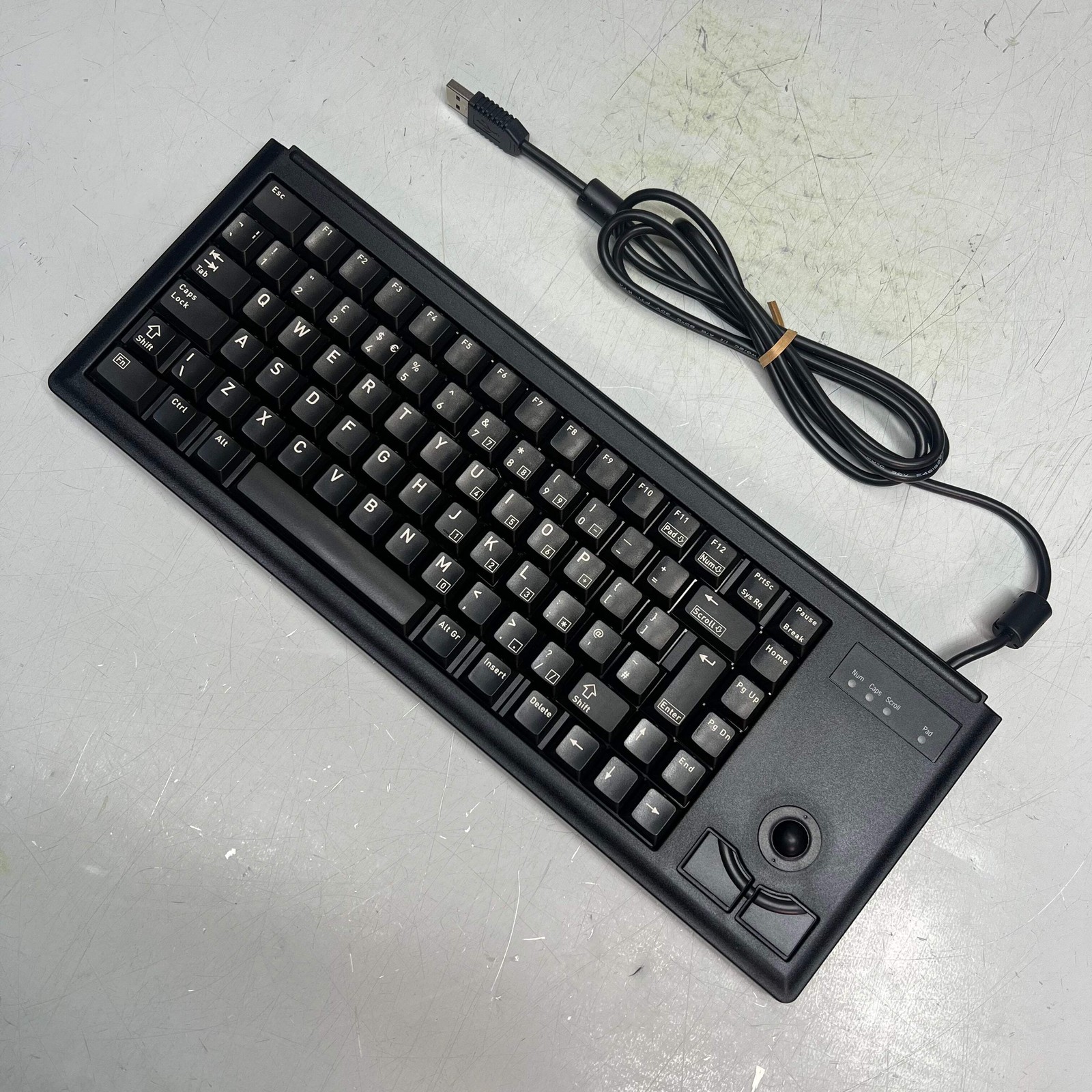 CHERRY Compact Keyboard W/ Trackball & Mouse Buttons 83 Key Black G84-4400