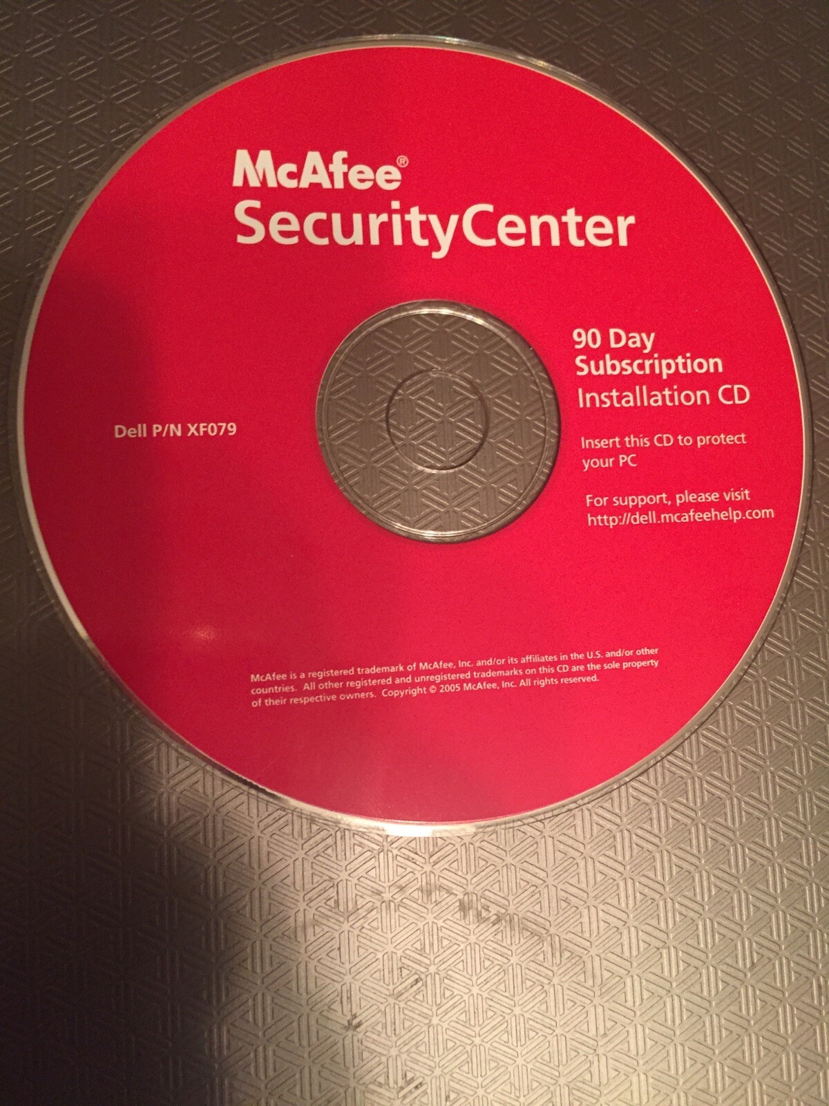 Mcafee Security Center, 90 Day Subscription Installation CD, Dell PN XF079 2005
