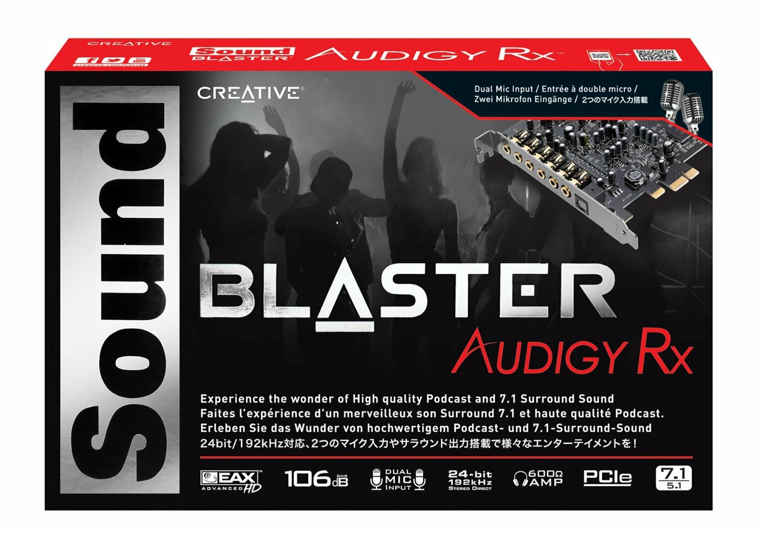 Creative Sound Blaster Audigy RX 7.1 PCIe Computer PC Audio Card Headphone Amp .