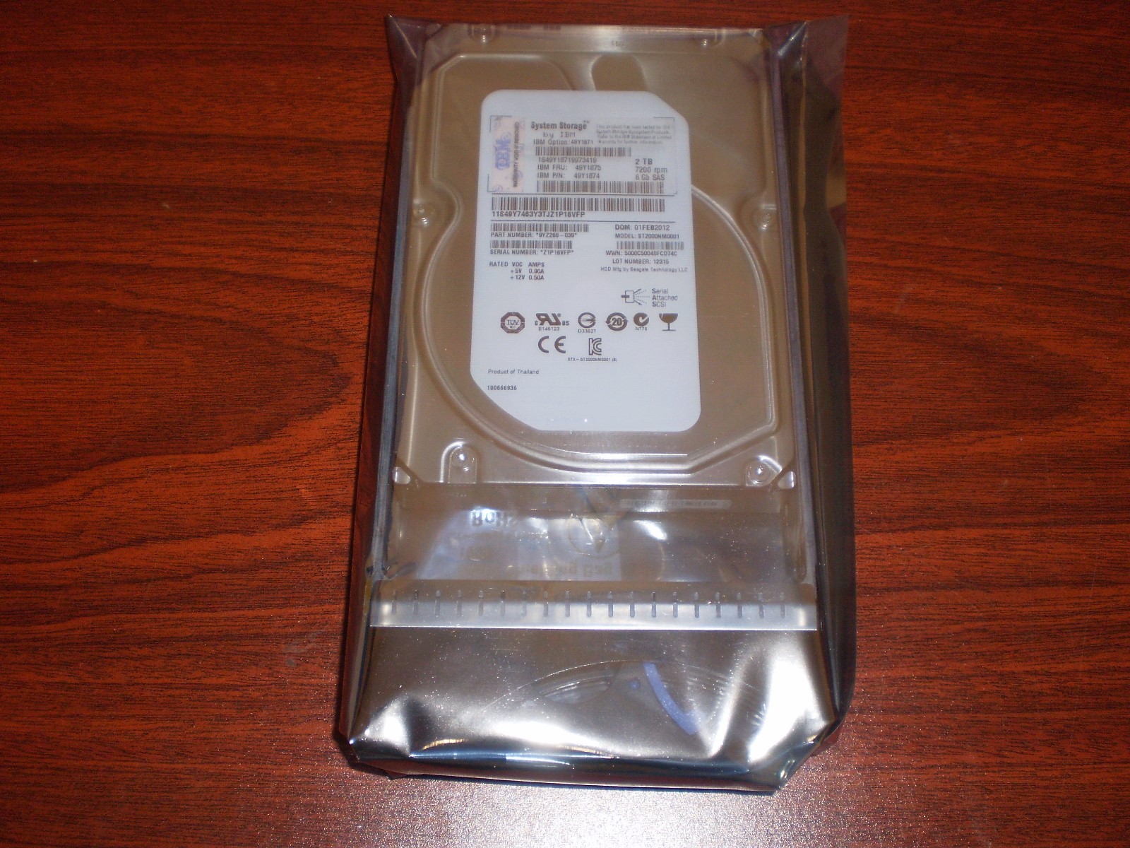 49Y1875,49Y1874,49Y1871 IBM 2TB 7200 RPM 6GB 3.5" SAS HARD DRIVE