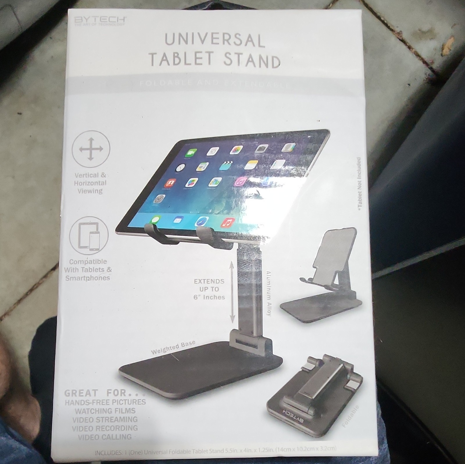 Bytech Universal Tablet Stand Adjustable Foldable Rotating Non-Slip Black