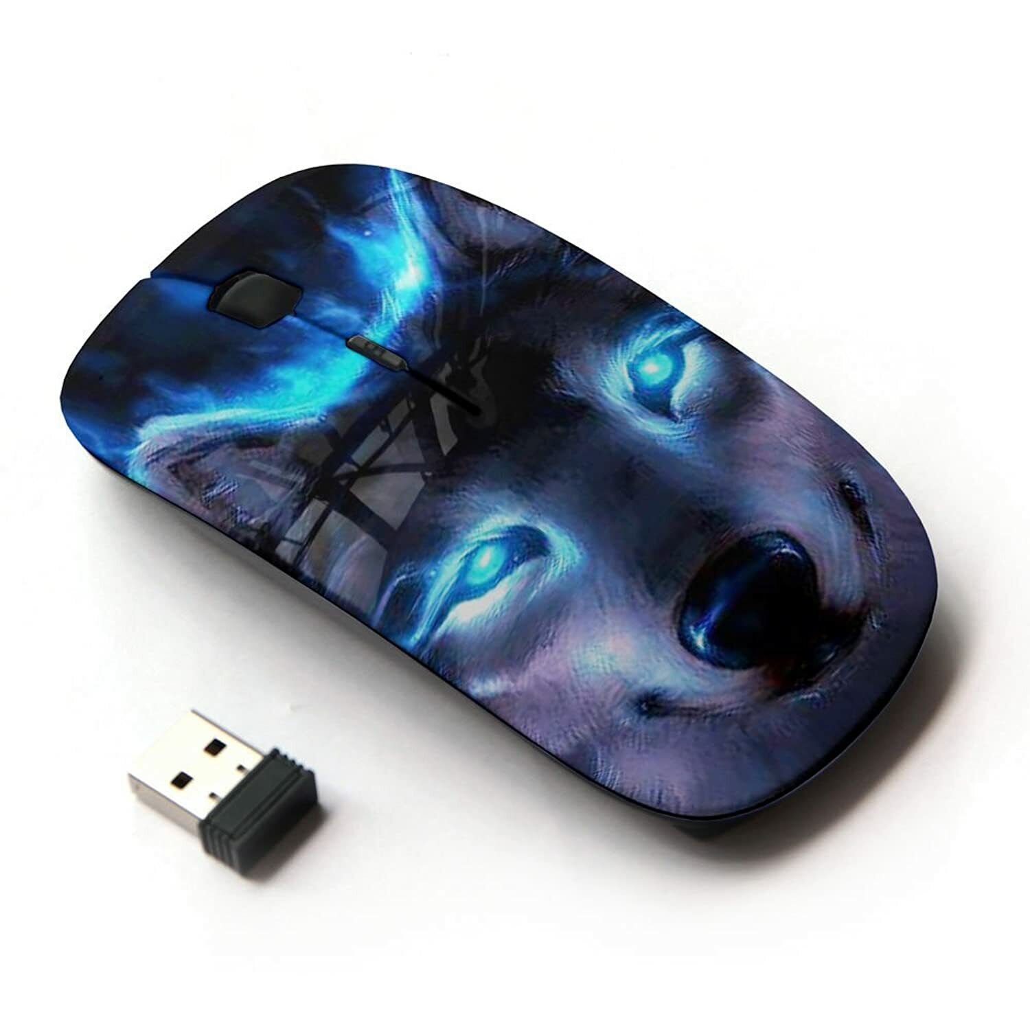 koolmouse [ optical 2.4g wireless mouse ] [ wolf blue eyes neon bright light est