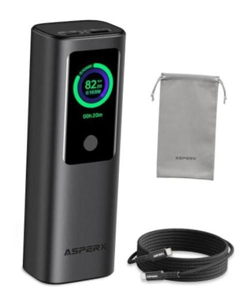 Laptop Power Bank 165W 20000mAh - Aluminum Unibody - TFT Display Gray