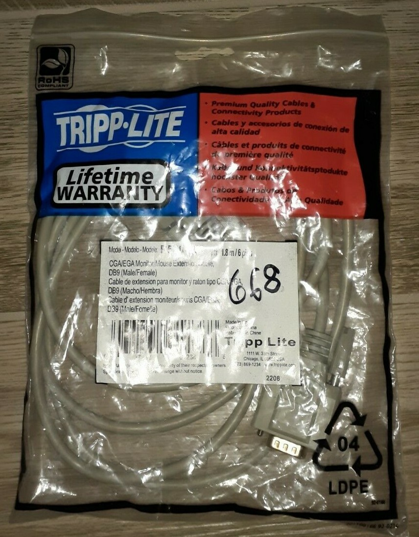 NEW Genuine TRIPP-LITE P520-006 DB9 Male to Female 6'