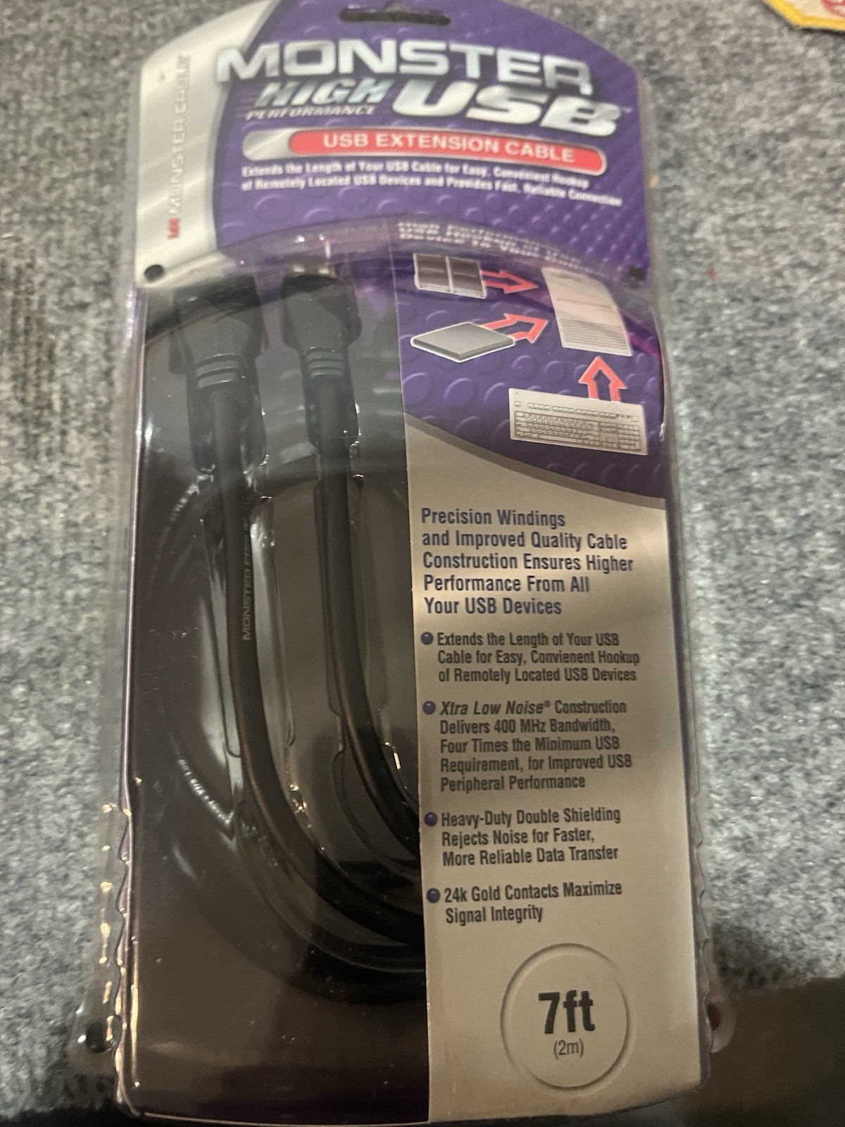 Monster High Performance 7' USB Extension Cable New 