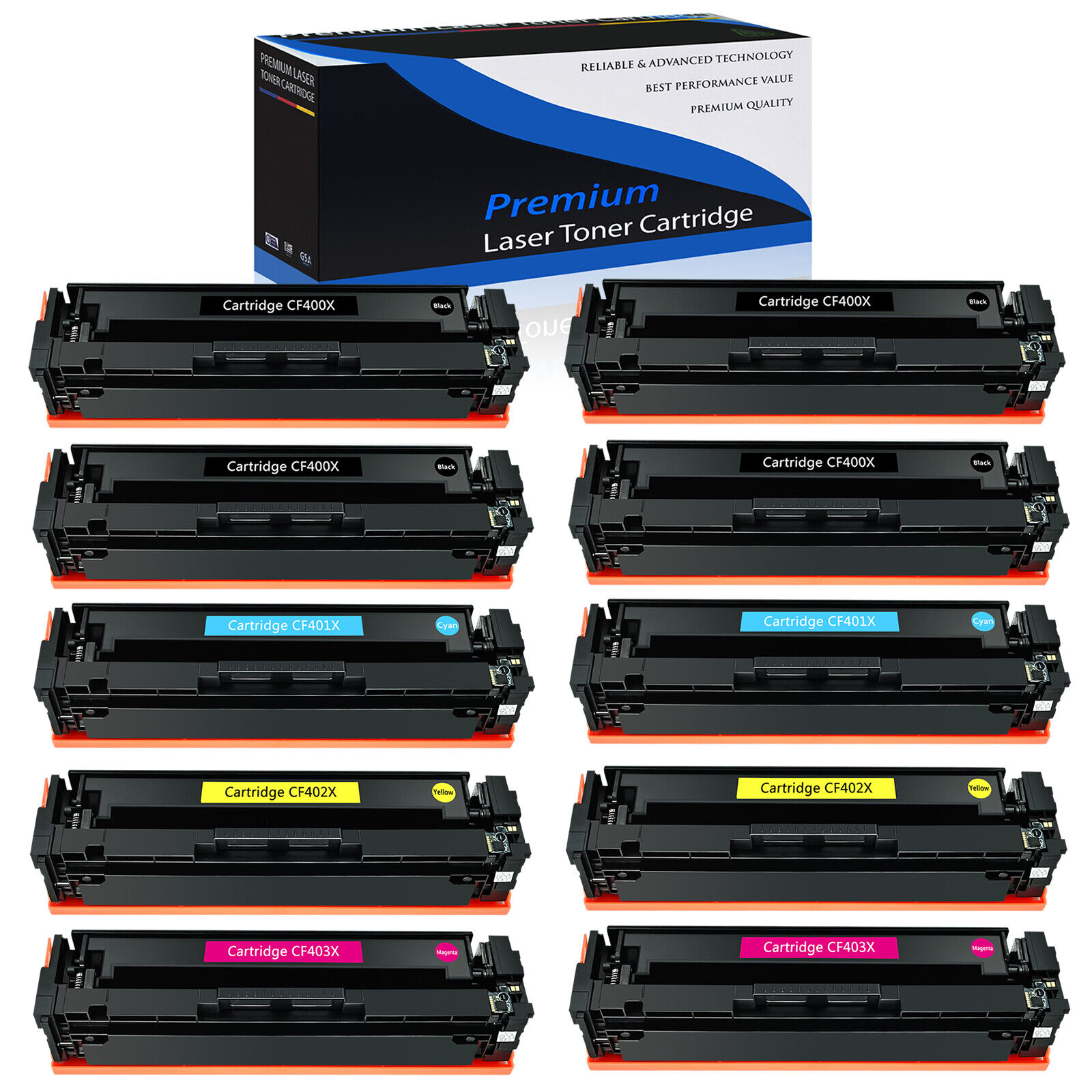 10PK BK/C/M/Y Toner for HP 201X CF400X Color LaserJet Pro M252dw M277dw M277n